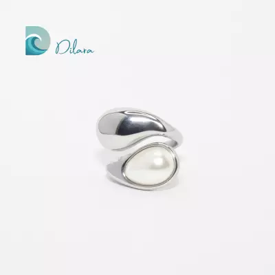 Anillo Gota Perlada Plata