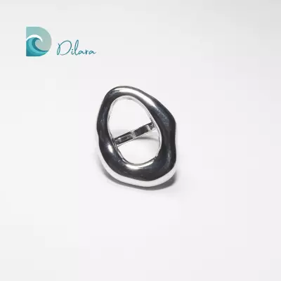 Anillo Acero Abstracto Plateado