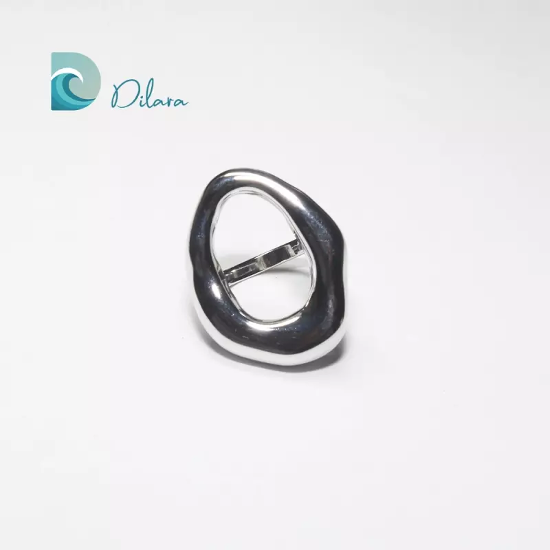 Anillo Acero Abstracto Plateado