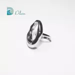 Anillo Acero Abstracto Plateado