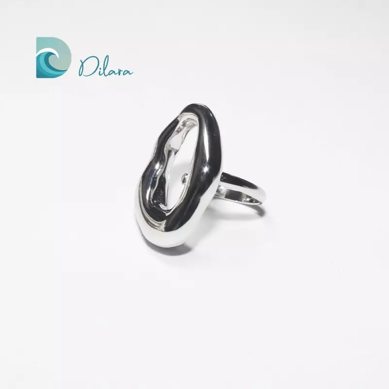 Anillo Acero Abstracto Plateado