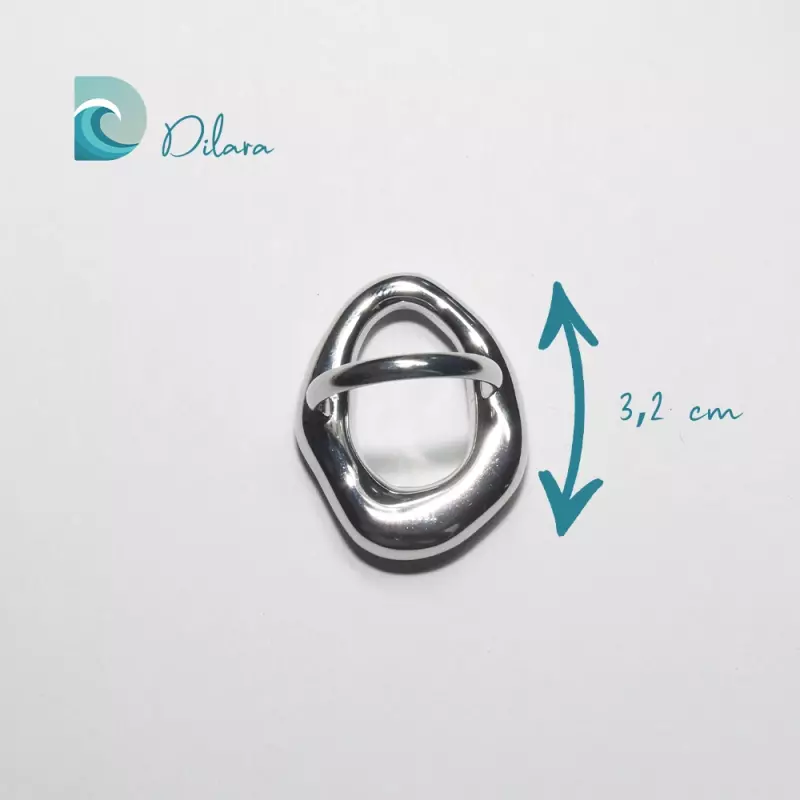 Anillo Acero Abstracto Plateado