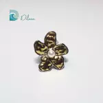 Anillo Flor Dorada con Perla