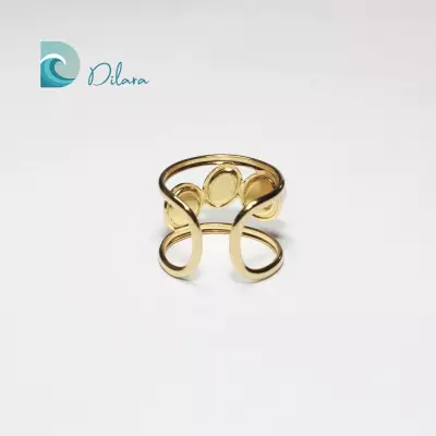 Anillo Dorado Abierto con Perlas Naturales