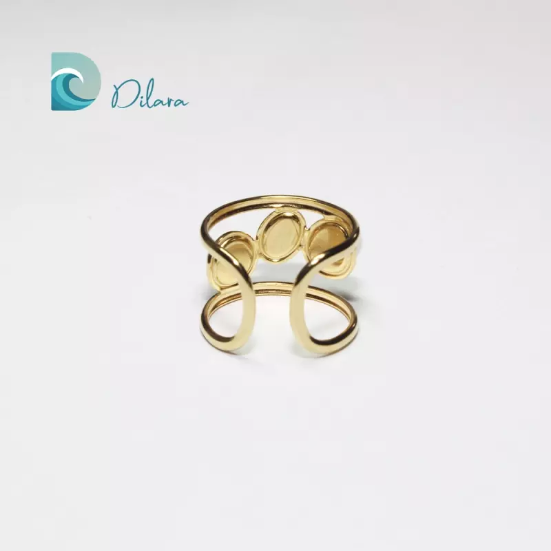 Anillo Dorado Abierto con Perlas Naturales