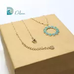 Collar Dorado con Colgante de Corazones Turquesa