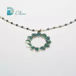 Collar Dorado con Colgante de Corazones Turquesa