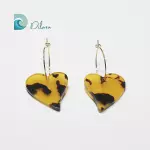 Pendientes Aro Dorado con Corazón Carey