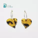 Pendientes Aro Dorado con Corazón Carey