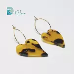 Pendientes Aro Dorado con Corazón Carey