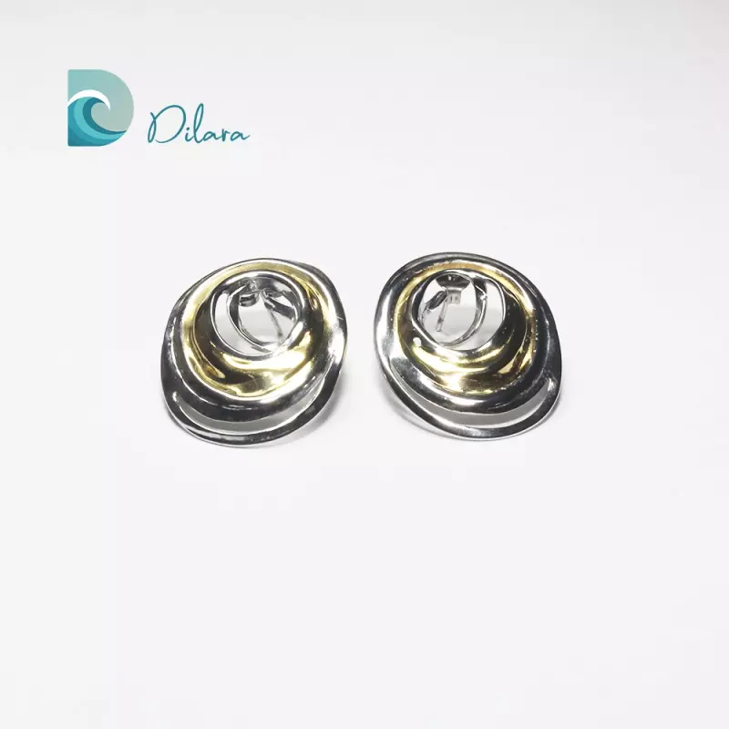 Pendientes Acero Bicolor Ondulados