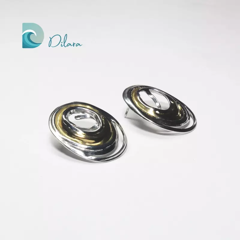 Pendientes Acero Bicolor Ondulados