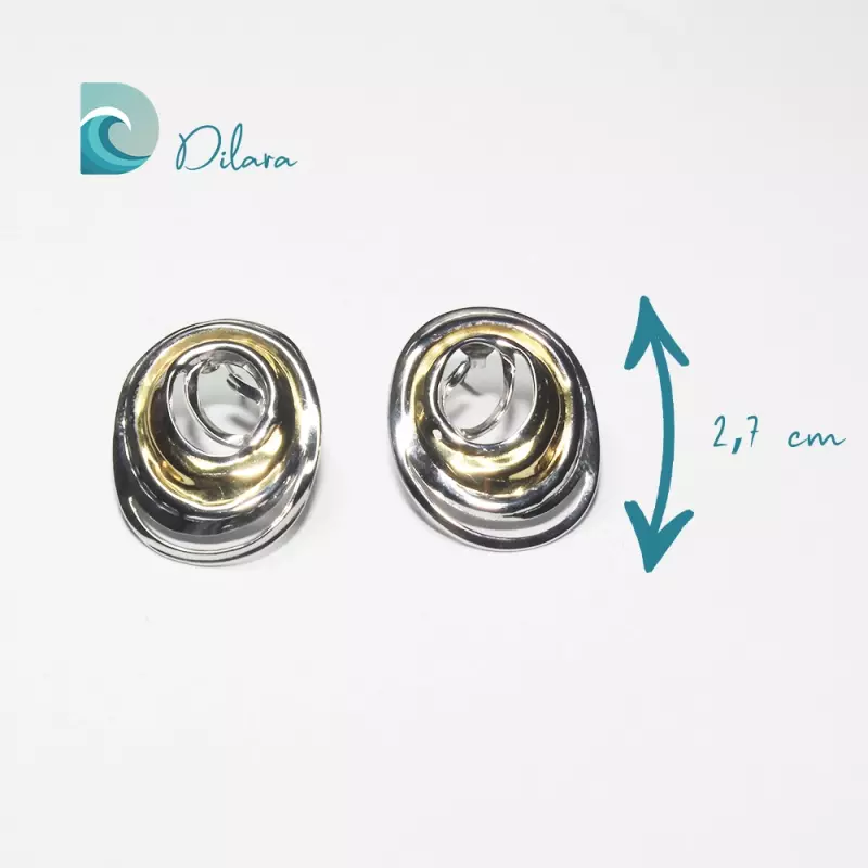 Pendientes Acero Bicolor Ondulados