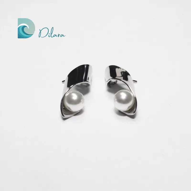 Pendientes Modernos de Acero con Perla