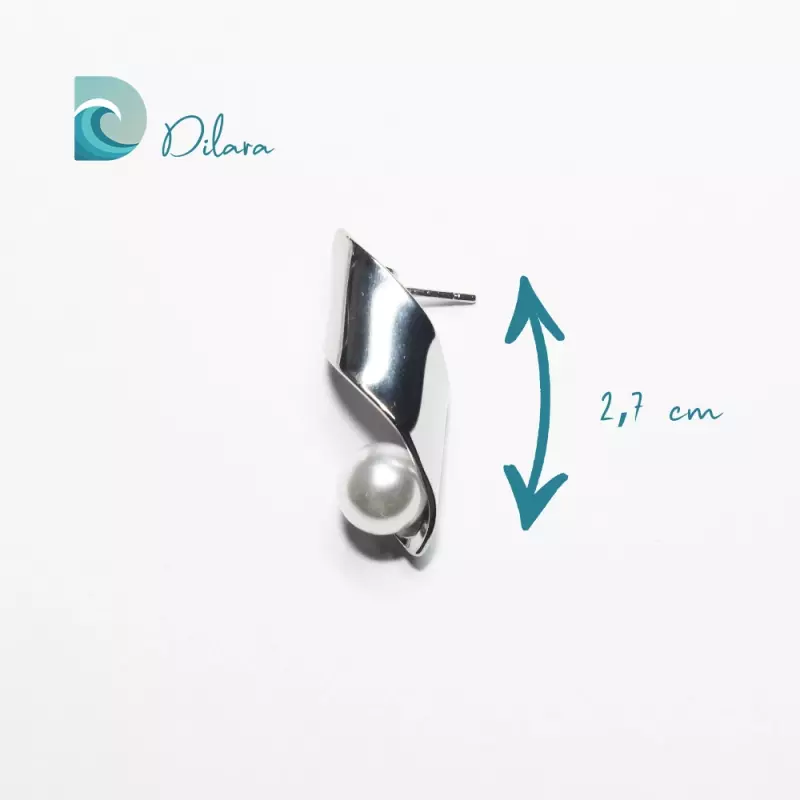 Pendientes Modernos de Acero con Perla