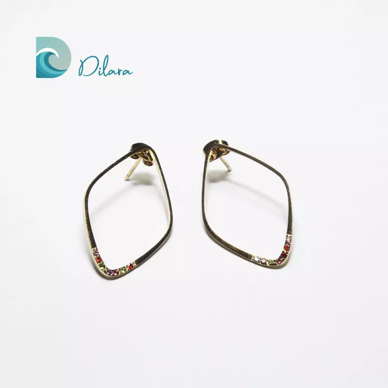 Pendientes Dorados Geométricos con Toque de Color