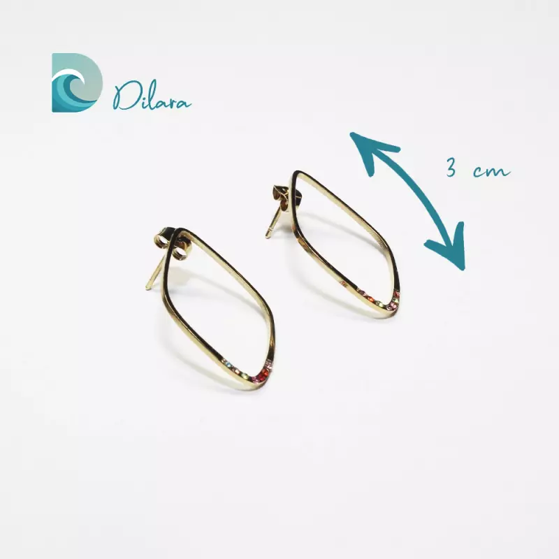 Pendientes Dorados Geométricos con Toque de Color