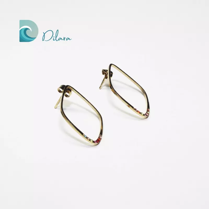 Pendientes Dorados Geométricos con Toque de Color