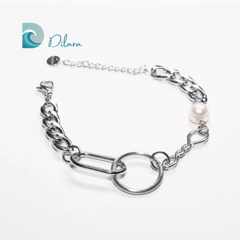 Pulsera de Acero con Perla Equilibrio Perfecto