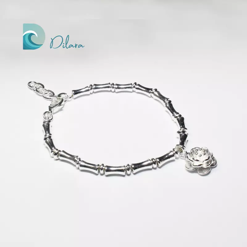 Pulsera de Acero con Dije de Flor