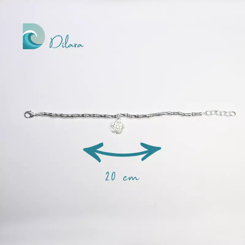 Pulsera de Acero con Dije de Flor
