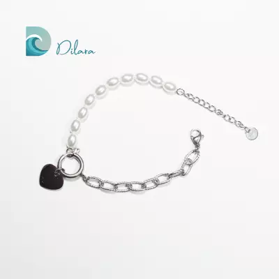 Pulsera Dual Perlas & Cadena