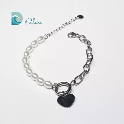 Pulsera Dual Perlas & Cadena