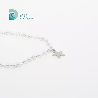 Pulsera Perlada Estrella Plata
